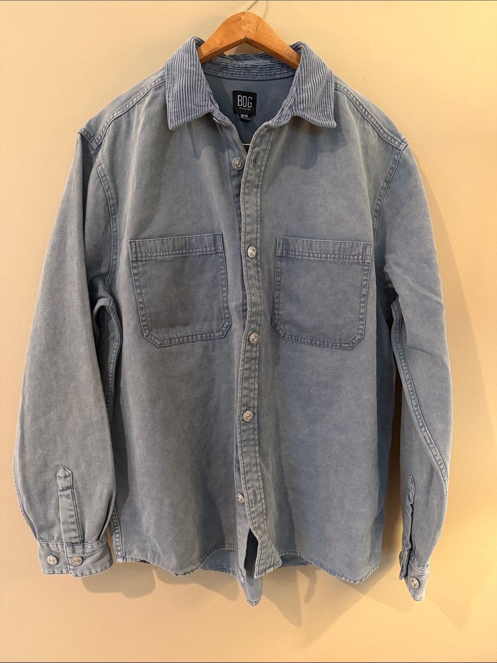 BDG Men's Washed Sage Green Utility Button-Down Shirt/Shacket Size M